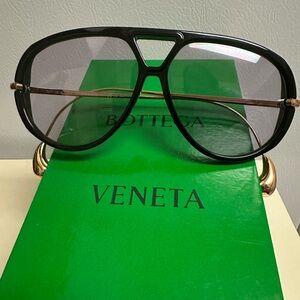 Bottega Veneta Black and Purple Aviator Sunglasses